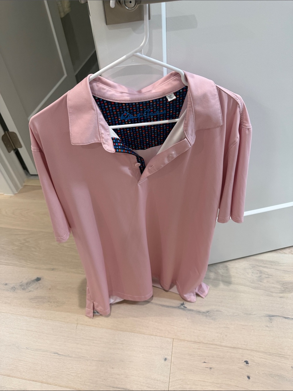 Robert Graham Pink Short-Sleeve Polo with Patterned Placket